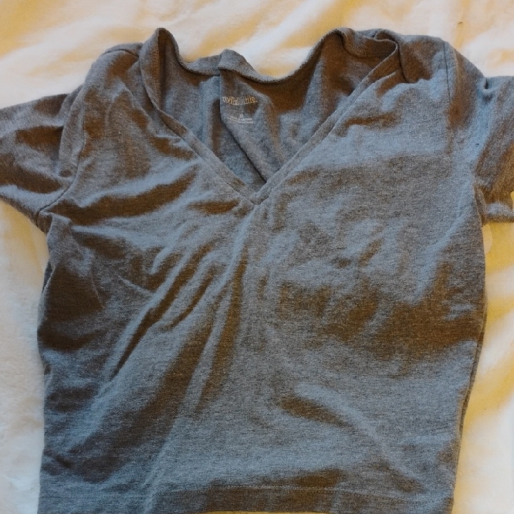 wild fable Gray V-Neck Short Sleeve Tee